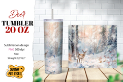 Christmas tumbler sublimation.Reindeer in a winter forest Product Image 1