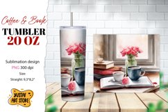 Coffee tumbler wrap. Coffee and book sublimation design Product Image 1