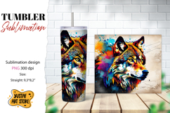Animal tumbler sublimation. Wolf sublimation design Product Image 1