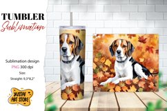 Fall tumbler wrap. Fall dog sublimation design. Beagle Product Image 1