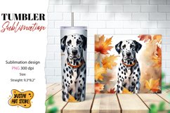 Fall tumbler wrap. Fall dog sublimation design. Dalmatian Product Image 1