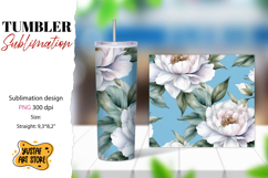 Flowers tumbler. Peony flowers sublimation design Product Image 1