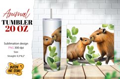 Animal tumbler sublimation. Mom and baby capybara tumbler Product Image 1