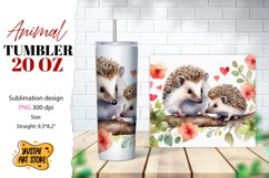 Animal tumbler sublimation. Mom and baby hedgehog tumbler Product Image 1