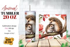 Animal tumbler sublimation. Mom and baby hedgehog tumbler Product Image 1