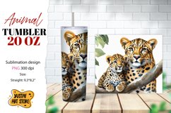 Animal tumbler sublimation. Mom and baby leopard tumbler Product Image 1