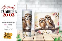 Animal tumbler sublimation. Mom and baby owl tumbler wrap Product Image 1