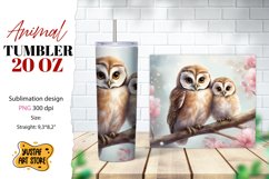 Animal tumbler sublimation. Mom and baby owl tumbler wrap Product Image 1