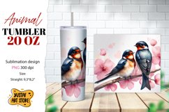 Animal tumbler sublimation.Mom and baby bird swallow tumbler Product Image 1