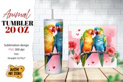 Animal tumbler sublimation. Cute parrots couple tumbler wrap Product Image 1