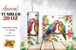 Animal tumbler sublimation. Cute parrots couple tumbler wrap Product Image 1