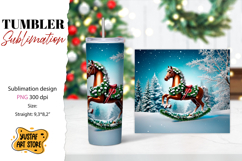 Rocking Horse Christmas Tumbler Sublimation Product Image 1