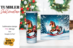 Rocking Horse Christmas Tumbler Sublimation Product Image 1
