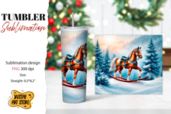 Rocking Horse Christmas Tumbler Sublimation Product Image 1