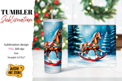 Rocking Horse Christmas Tumbler Sublimation Product Image 1