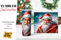 Santa tumbler wrap. Christmas tumbler sublimation. Product Image 1