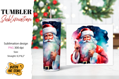 Santa tumbler wrap. Christmas tumbler sublimation. Product Image 1