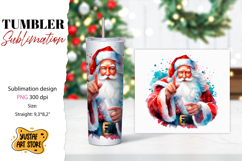 Santa tumbler wrap. Christmas tumbler sublimation. Product Image 1