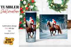 Christmas tumbler sublimation.Santa Claus and horse tumbler Product Image 1