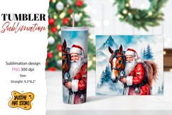 Christmas tumbler sublimation.Santa Claus and horse tumbler Product Image 1