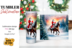 Christmas tumbler sublimation.Santa Claus and horse tumbler Product Image 1