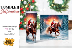 Christmas tumbler sublimation.Santa Claus and horse tumbler Product Image 1