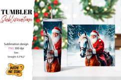 Christmas tumbler sublimation.Santa Claus and horse tumbler Product Image 1