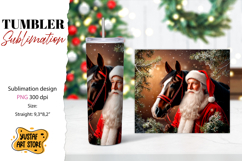 Christmas tumbler sublimation.Santa Claus and horse tumbler Product Image 1