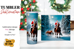 Christmas tumbler sublimation.Santa Claus and horse tumbler Product Image 1