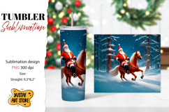 Christmas tumbler sublimation.Santa Claus and horse tumbler Product Image 1