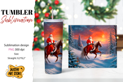 Christmas tumbler sublimation.Santa Claus and horse tumbler Product Image 1