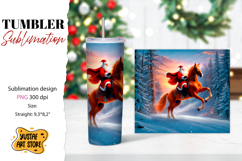 Christmas tumbler sublimation.Santa Claus and horse tumbler Product Image 1