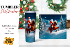 Christmas tumbler sublimation.Santa Claus and horse tumbler Product Image 1