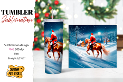 Christmas tumbler sublimation.Santa Claus and horse tumbler Product Image 1