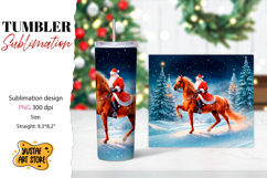 Christmas tumbler sublimation.Santa Claus and horse tumbler Product Image 1