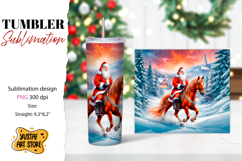 Christmas tumbler sublimation.Santa Claus and horse tumbler Product Image 1