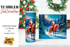 Christmas tumbler sublimation.Santa Claus and horse tumbler Product Image 1