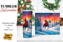 Christmas tumbler sublimation.Santa Claus and horse tumbler Product Image 1