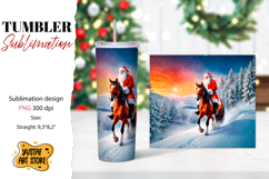 Christmas tumbler sublimation.Santa Claus and horse tumbler Product Image 1