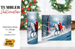 Christmas tumbler sublimation.Santa Claus and horse tumbler Product Image 1