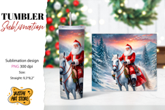 Christmas tumbler sublimation.Santa Claus and horse tumbler Product Image 1