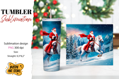 Christmas tumbler sublimation.Santa Claus and horse tumbler Product Image 1