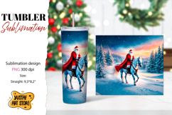 Christmas tumbler sublimation.Santa Claus and horse tumbler Product Image 1