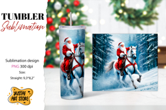 Christmas tumbler sublimation.Santa Claus and horse tumbler Product Image 1