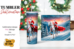 Christmas tumbler sublimation.Santa Claus and horse tumbler Product Image 1