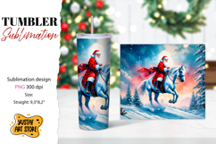 Christmas tumbler sublimation.Santa Claus and horse tumbler Product Image 1