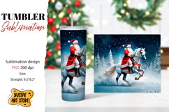 Christmas tumbler sublimation.Santa Claus and horse tumbler Product Image 1