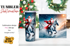 Christmas tumbler sublimation.Santa Claus and horse tumbler Product Image 1