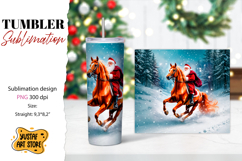 Christmas tumbler sublimation.Santa Claus and horse tumbler Product Image 1