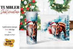Christmas tumbler sublimation.Santa Claus and horse tumbler Product Image 1